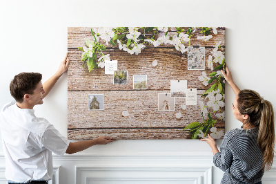 Tableau de liège décoratif Fleurs sur le bois