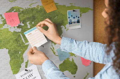 Tableau en liège Carte du monde aquarelle