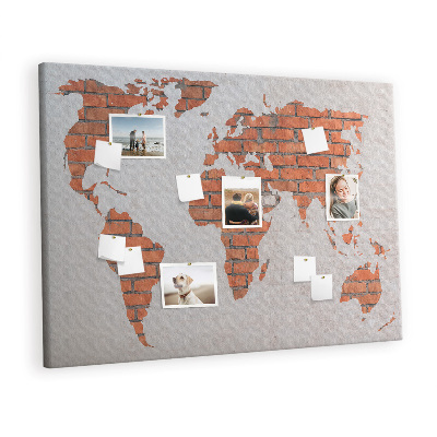 Tableau en liège Carte de briques du monde