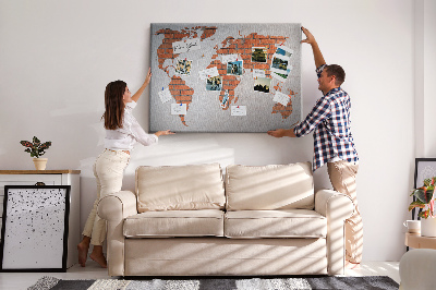 Tableau en liège Carte de briques du monde