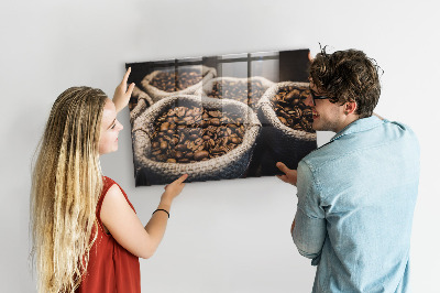 Tableau verre magnétique Sacs de café