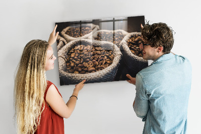 Tableau verre magnétique Sacs de café