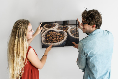 Tableau verre magnétique Sacs de café