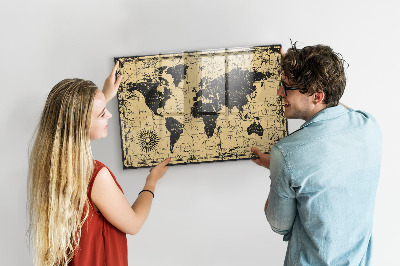 Tableau magnétique enfant Carte du monde vintage