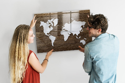 Tableau magnétique enfant Carte du monde sur les planches