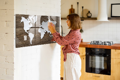 Tableau magnétique enfant Carte du monde sur les planches