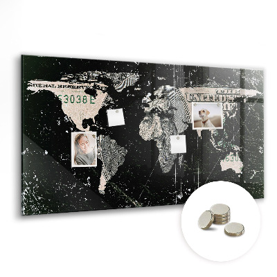 Tableau magnétique enfant Carte du monde en dollars