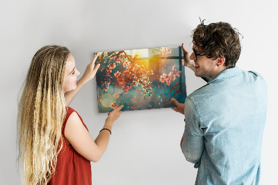 Tableau verre magnétique Fleurs de printemps