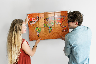 Tableau magnétique enfant Carte du monde avec drapeaux