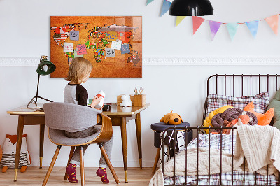 Tableau magnétique enfant Carte du monde avec drapeaux