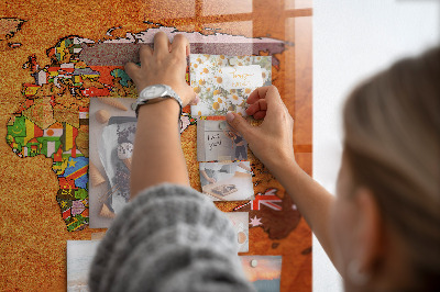 Tableau magnétique enfant Carte du monde avec drapeaux