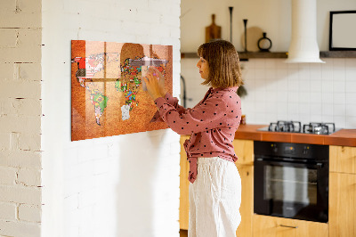 Tableau magnétique enfant Carte du monde avec drapeaux