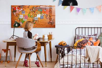 Tableau magnétique enfant Carte du monde avec drapeaux