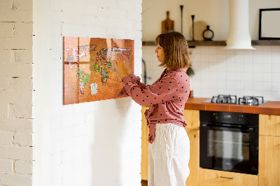 Tableau magnétique enfant Carte du monde avec drapeaux