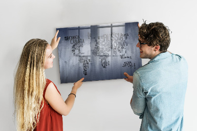 Tableau magnétique enfant Carte du monde avec inscriptions