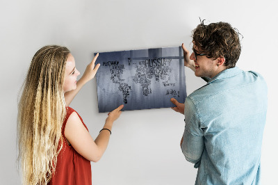 Tableau magnétique enfant Carte du monde avec inscriptions