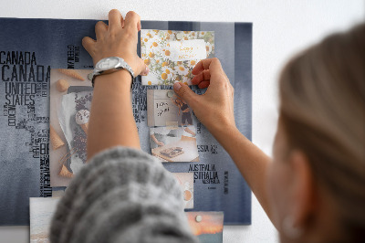 Tableau magnétique enfant Carte du monde avec inscriptions