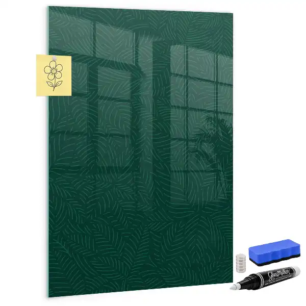 Tableau magnétique pour écrire avec motif de feuilles linéaires