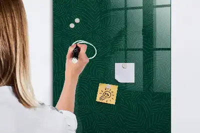 Tableau magnétique pour écrire avec motif de feuilles linéaires