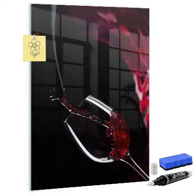 Tableau magnétique pour écrire motif vin renversé