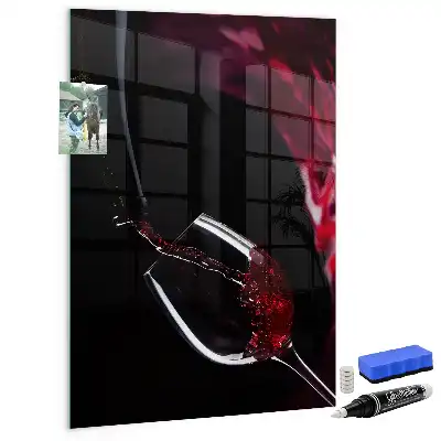 Tableau magnétique pour écrire motif vin renversé