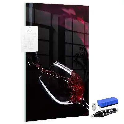 Tableau magnétique pour écrire motif vin renversé