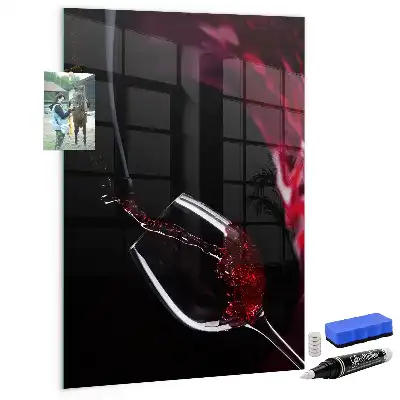 Tableau magnétique pour écrire motif vin renversé