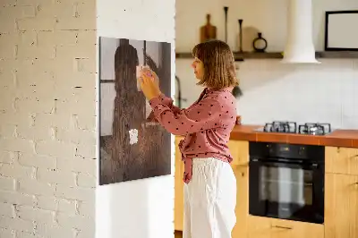 Tableau magnétique pour écrire en bois sombre