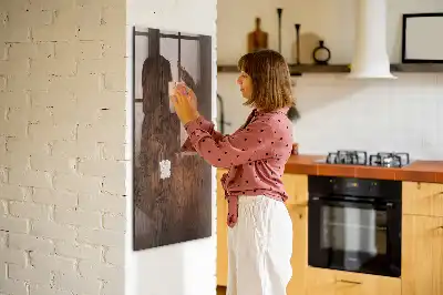 Tableau magnétique pour écrire en bois sombre