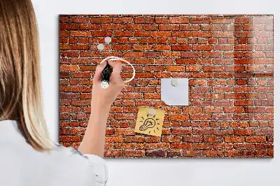 Tableau magnétique avec feutre motif vieux mur de briques
