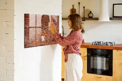 Tableau magnétique avec feutre motif vieux mur de briques