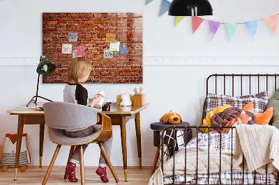 Tableau magnétique avec feutre motif vieux mur de briques