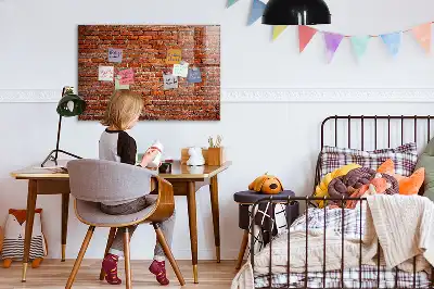 Tableau magnétique avec feutre motif vieux mur de briques