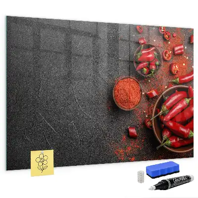 Tableau magnétique avec feutre motif piments rouges