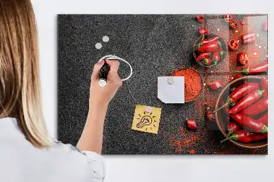 Tableau magnétique avec feutre motif piments rouges