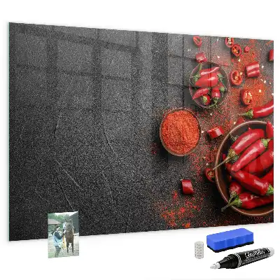 Tableau magnétique avec feutre motif piments rouges