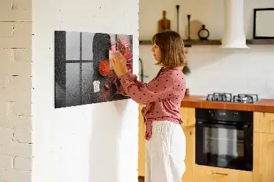 Tableau magnétique avec feutre motif piments rouges