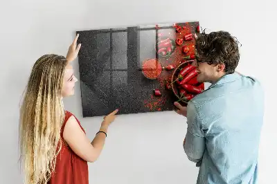 Tableau magnétique avec feutre motif piments rouges