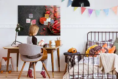 Tableau magnétique avec feutre motif piments rouges