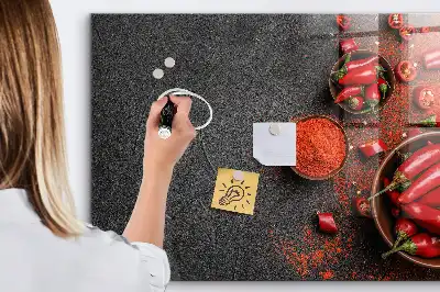 Tableau magnétique avec feutre motif piments rouges