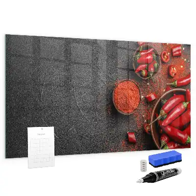 Tableau magnétique avec feutre motif piments rouges