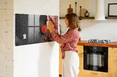 Tableau magnétique avec feutre motif piments rouges