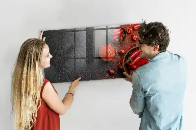 Tableau magnétique avec feutre motif piments rouges