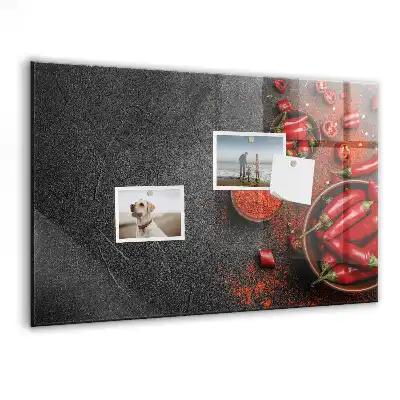 Tableau magnétique avec feutre motif piments rouges