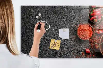 Tableau magnétique avec feutre motif piments rouges