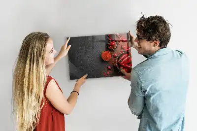 Tableau magnétique avec feutre motif piments rouges