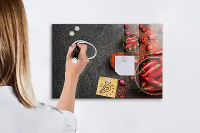 Tableau magnétique avec feutre motif piments rouges