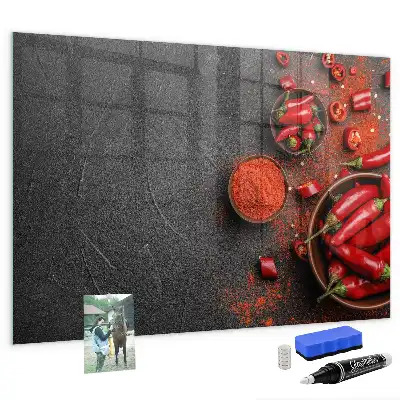 Tableau magnétique avec feutre motif piments rouges