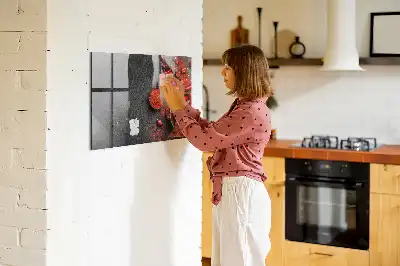 Tableau magnétique avec feutre motif piments rouges