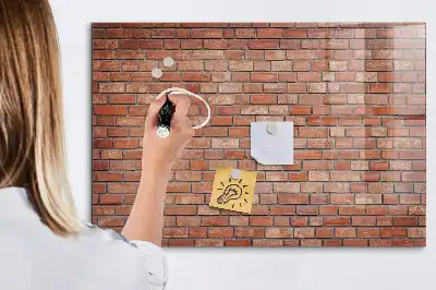Tableau magnétique avec feutre motif mur de briques